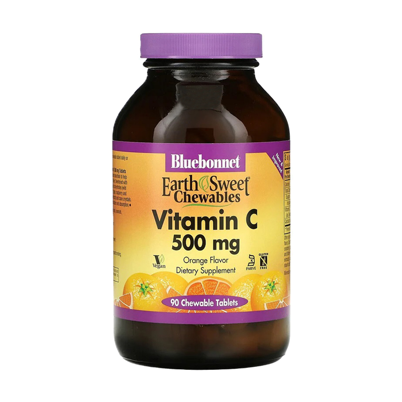 Вітамін С Bluebonnet Nutrition Earth Sweet Chewable Vitamin С 500 мг, зі смаком апельсина, 90 жувальних таблеток